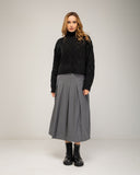 Wool knit sweater with a crew neck and cable-knit pattern