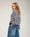 Chunky knit sweater with oversized striped wool