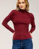 Jersey de punto fino con lana, con cuello vuelto y acanalado