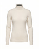 Jersey de punto fino con lana, con cuello vuelto y acanalado