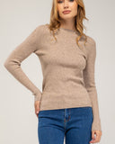 Fine-knit wool sweater with crew neck and ribbed detailing