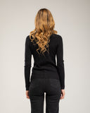 Fine-knit wool sweater with crew neck and ribbed detailing