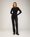 Fine-knit wool sweater with crew neck and ribbed detailing