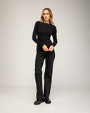 Fine-knit wool sweater with crew neck and ribbed detailing