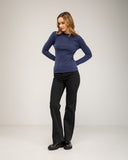 Fine-knit wool sweater with crew neck and ribbed detailing