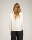 Jesey de punto fino bicolor con cuello redondo, oversize y manga larga