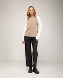 Two-tone fine knit sweater with a crew neck, oversized fit and long sleeves