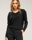 Fine-knit V-neck sweater