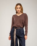 Fine-knit V-neck sweater