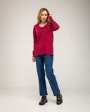 Fine-knit V-neck sweater