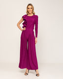 Set de lurex de top con manga asimetrica