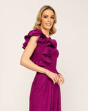 Set de lurex de top con manga asimetrica