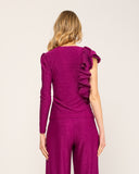 Lurex set with asymmetric sleeve top