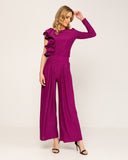 Lurex set with asymmetric sleeve top