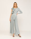 Lurex set with asymmetric sleeve top