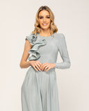 Lurex set with asymmetric sleeve top