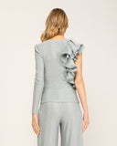 Lurex set with asymmetric sleeve top