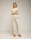 Set de punto fino de pantalon y jersey básico de  cuello perkins.