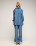 Set de pantalón de tencel  con cintura elástica en la parte de atrás  y camisa con bolsillo  - Tantra Spain