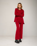 Set de pantalon y chaqueta de punto con cierre de botones y pantalón con bolsillos frontales