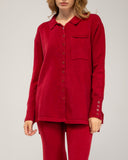 Knit pants and jacket set with button closure and pants with front pockets