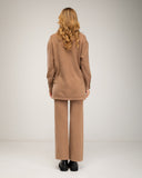Knit pants and jacket set with button closure and pants with front pockets