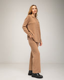 Set de pantalon y chaqueta de punto con cierre de botones y pantalón con bolsillos frontales