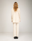 Knit pants and jacket set with button closure and pants with front pockets