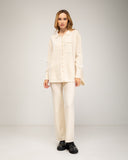 Knit pants and jacket set with button closure and pants with front pockets