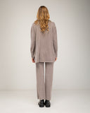 Knit pants and jacket set with button closure and pants with front pockets