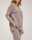 Knit pants and jacket set with button closure and pants with front pockets