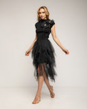 Falda de tul midi con cintura elastica y largo irregular  - Tantra Spain