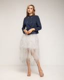 Falda de tul midi con cintura elastica y largo irregular  - Tantra Spain
