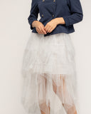 Falda de tul midi con cintura elastica y largo irregular  - Tantra Spain