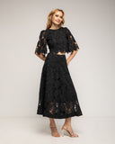 Falda midi de guipur corte en A - Tantra Spain