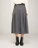 Midi plaid skirt with side pockets and belt