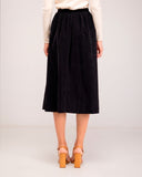 Micropuff midi skirt with front pockets and elastic at the back