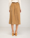 Micropuff midi skirt with front pockets and elastic at the back