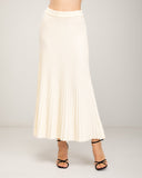 Pleated fine-knit midi skirt with elastic waist