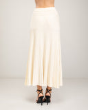 Pleated fine-knit midi skirt with elastic waist