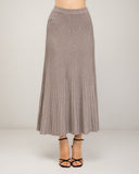 Pleated fine-knit midi skirt with elastic waist