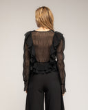 Top de volantes plisado con cuello pico  - Tantra Spain