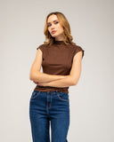 Short-sleeved top with rhinestone details