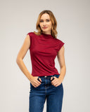 Short-sleeved top with rhinestone details