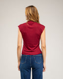 Short-sleeved top with rhinestone details