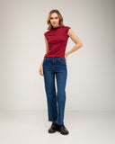Short-sleeved top with rhinestone details