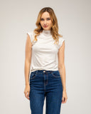 Short-sleeved top with rhinestone details