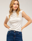 Short-sleeved top with rhinestone details