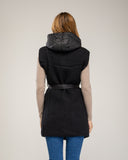Long vest with belt, waterproof at the front and knitted at the back with side pockets