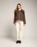 Abrigo corto con lana, con capucha desmontable. Grey. - Tantra Spain